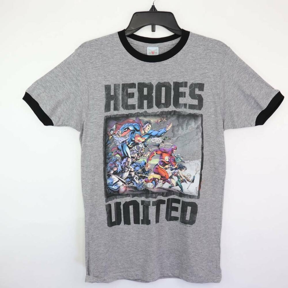 Logo Vision Unisex Graphic Tee Gray Black Heroes United Superman Batman S New